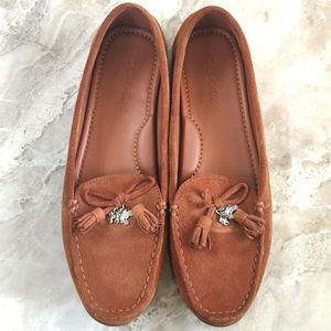 Coach Suede Cognac Brown Leather Loafer Flat Shoes